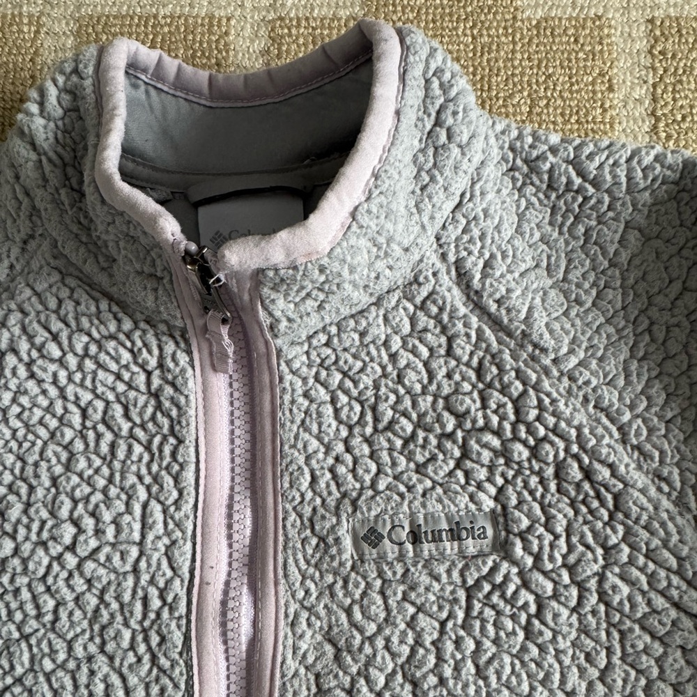 Columbia Sherpa Fleece Full Zip Jacket Gray Lavender Travel Outdoor Youth M - Picture 11 of 11